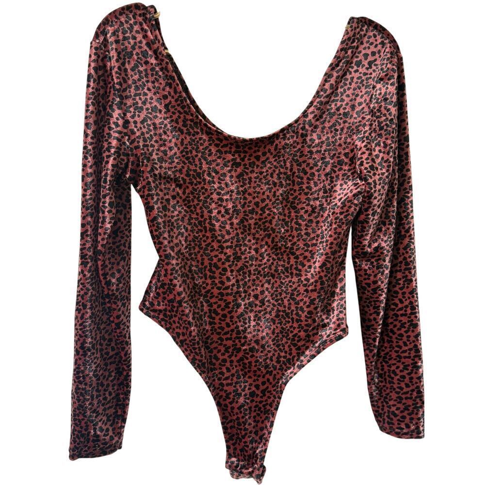 Vintage 1990s Jumping Joy Velour Leopard Jumpsuit leotard - Picture 1 of 6